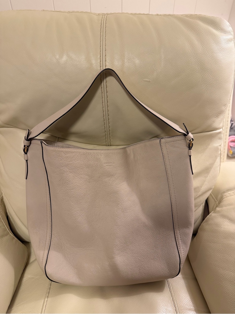Shinola Pebbled Leather Hobo - Soft Beige